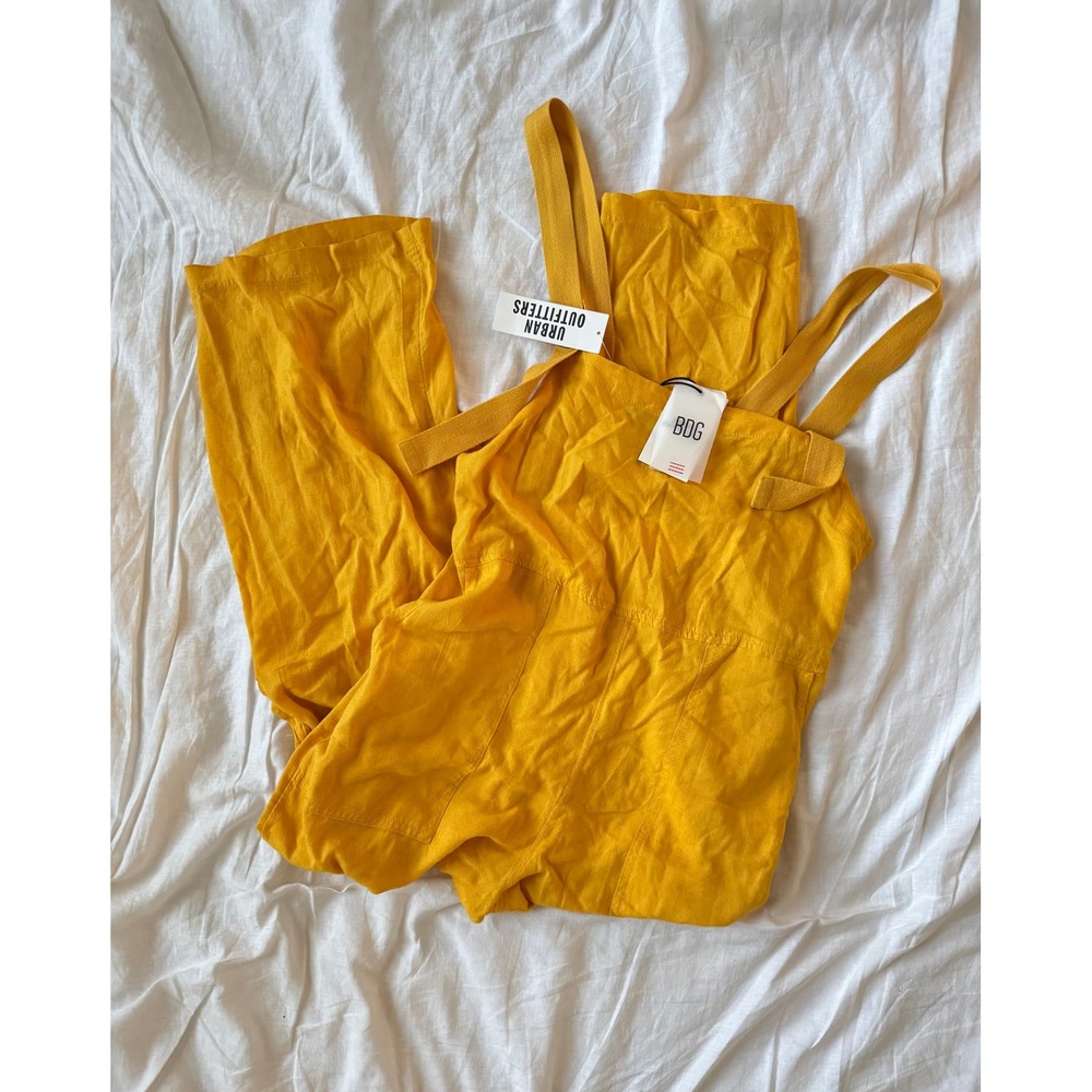 Urban Outfitters BDG Yellow Linen Relaxed Fit Overalls Women's‎ Size M